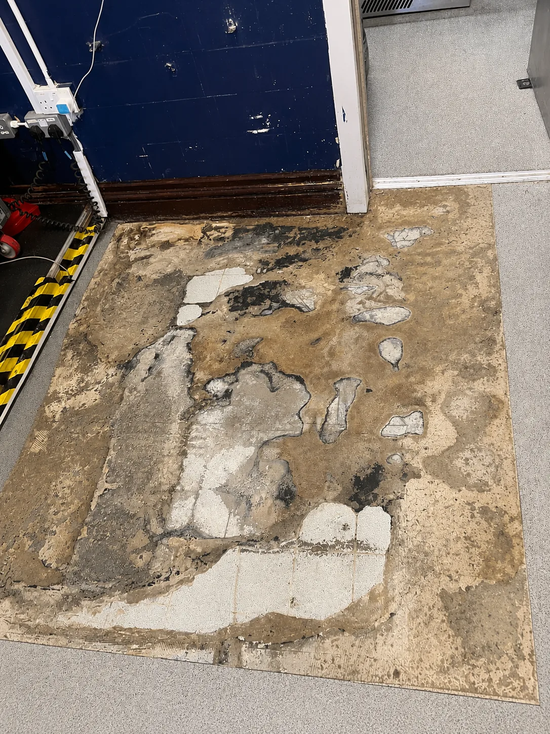 Before, commercial kitchen safety flooring repair