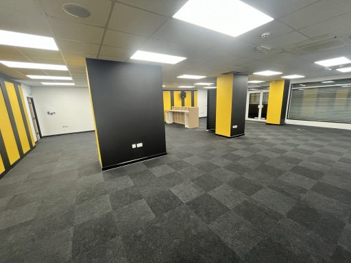 Commercial Office Flooring Open plan office carpet tile installation completed within a commercial fit-out.