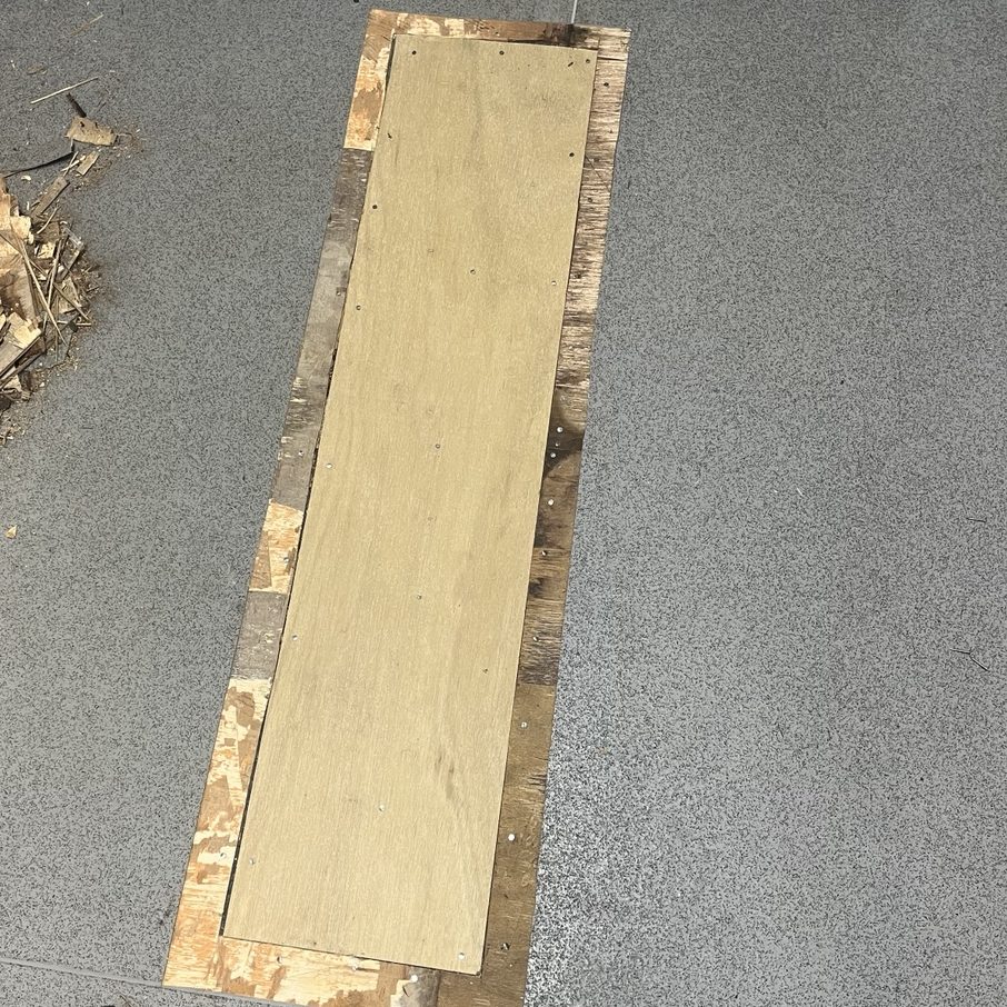 Subfloor Investigation & Repair Damaged subfloor identified beneath commercial vinyl flooring during repair works.